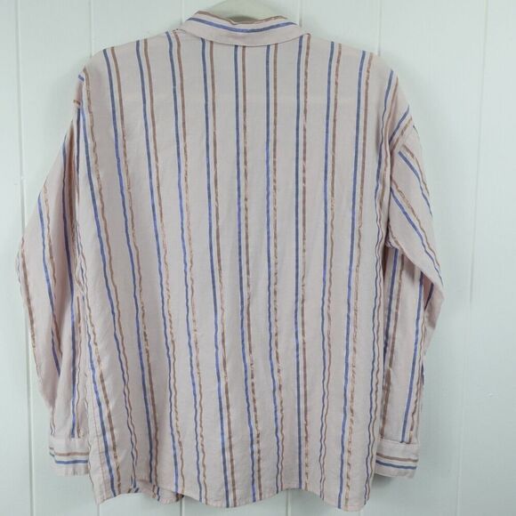 J. Jill Womens Pink Striped Button Front Small - Picture 6 of 10